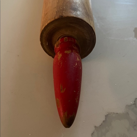 Vintage Red and Brown Rolling Pin - Picture 3 of 3